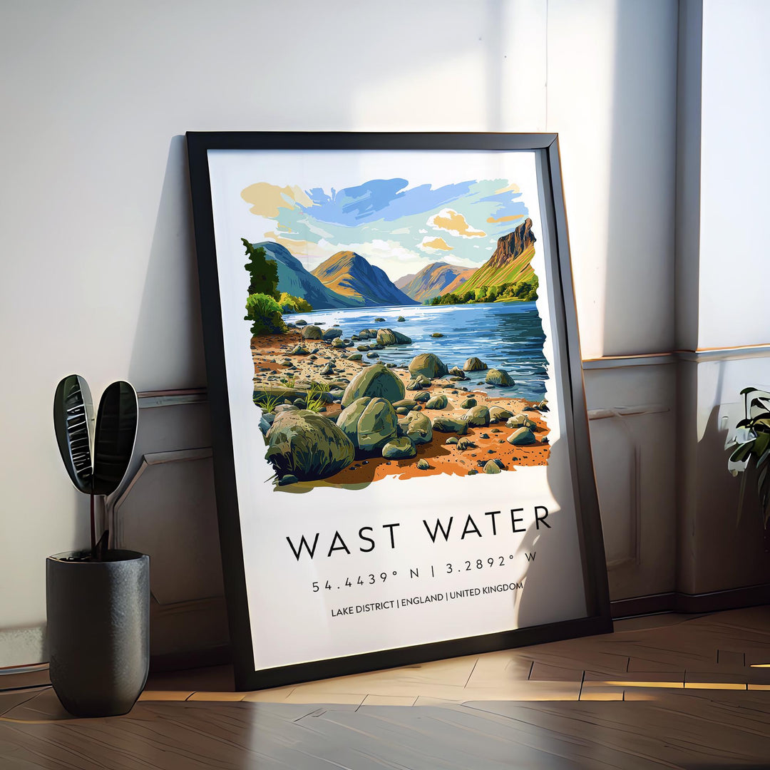 Wast Water Watercolor Poster Wast Water Lake District Travel Print Wall Art Wast Water Home Decor Wast Water Gift Art Lovers UK Lake