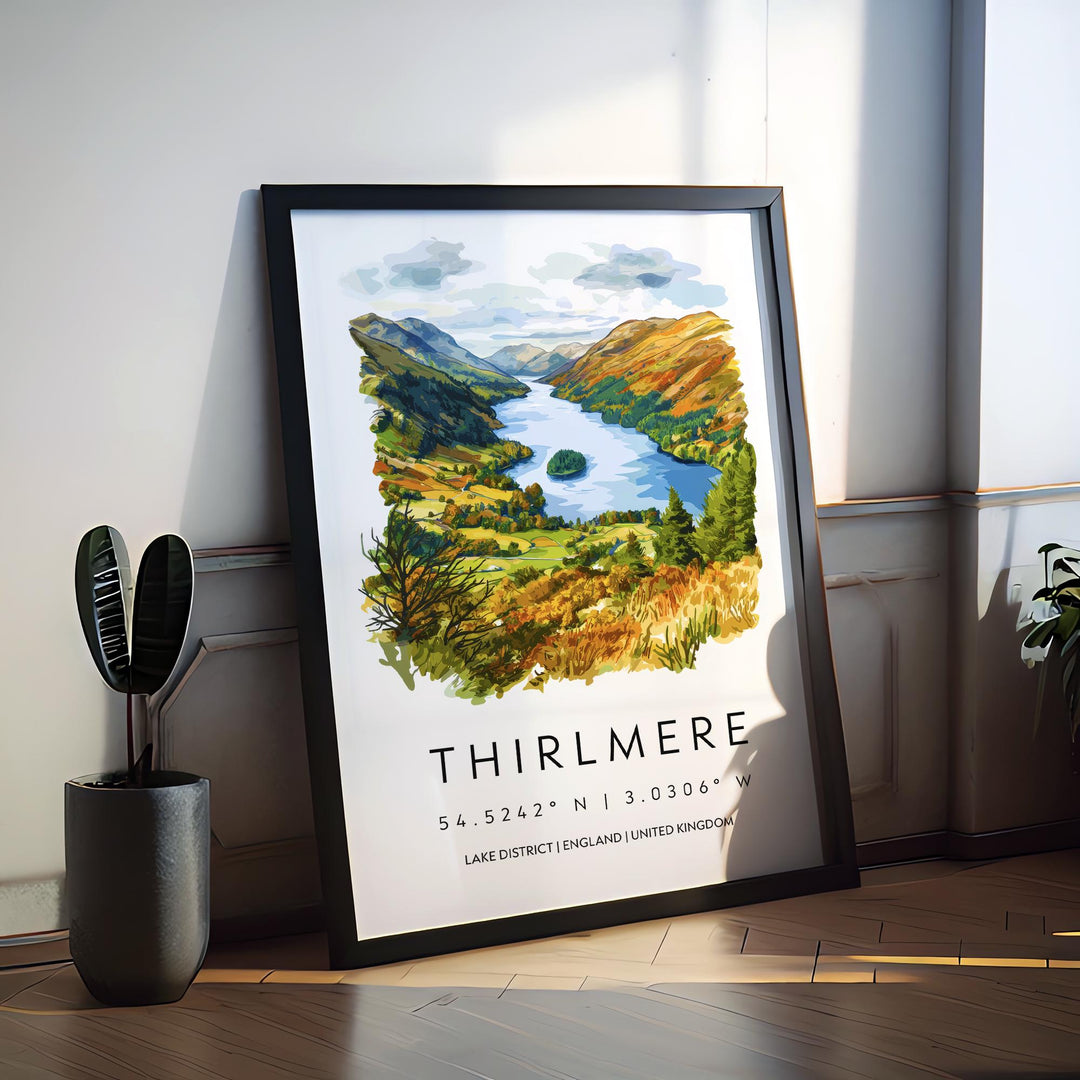 Thirlmere Watercolor Poster Thirlmere Lake District Travel Print Wall Art Thirlmere Home Decor Thirlmere Gift Art Lovers UK Lake