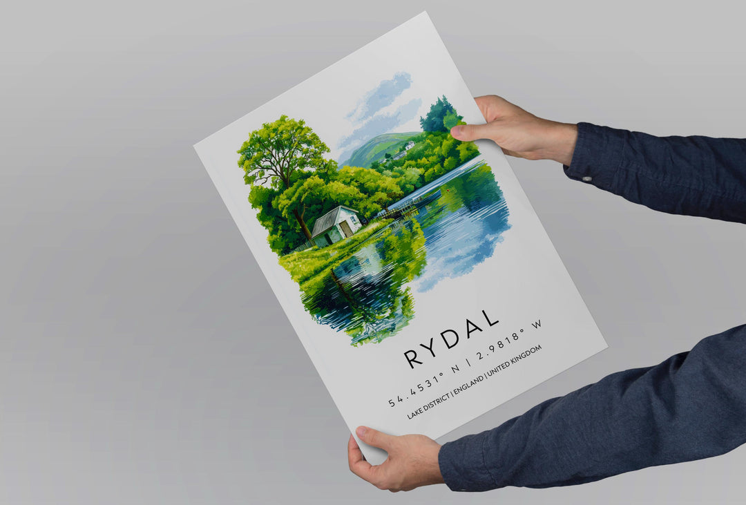 Rydal Watercolor Poster Rydal Lake District Travel Print Wall Art Rydal Home Decor Rydal Gift Art Lovers UK Lake Poet