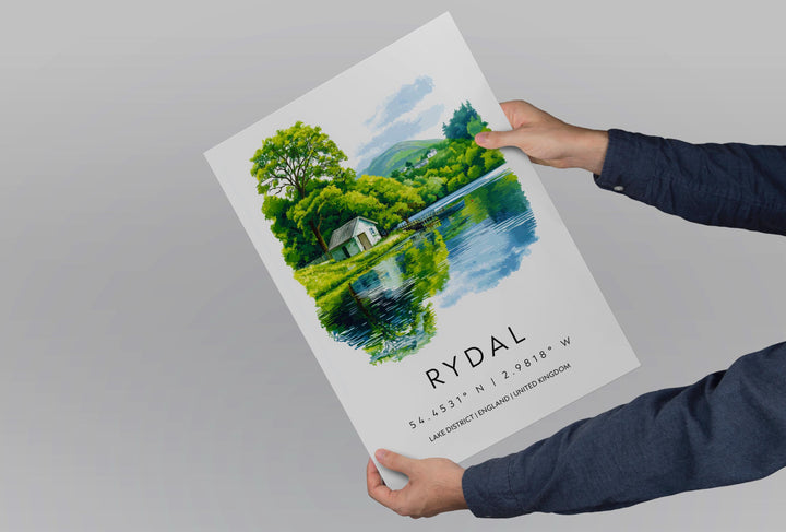 Rydal Watercolor Poster Rydal Lake District Travel Print Wall Art Rydal Home Decor Rydal Gift Art Lovers UK Lake Poet