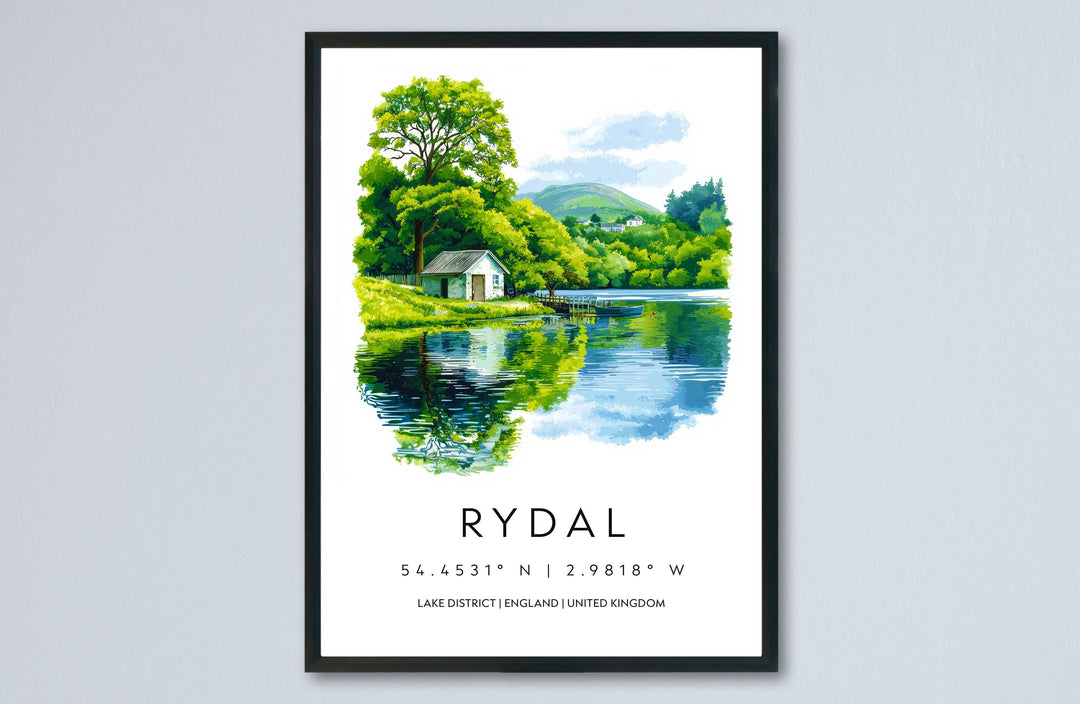 Rydal Watercolor Poster Rydal Lake District Travel Print Wall Art Rydal Home Decor Rydal Gift Art Lovers UK Lake Poet