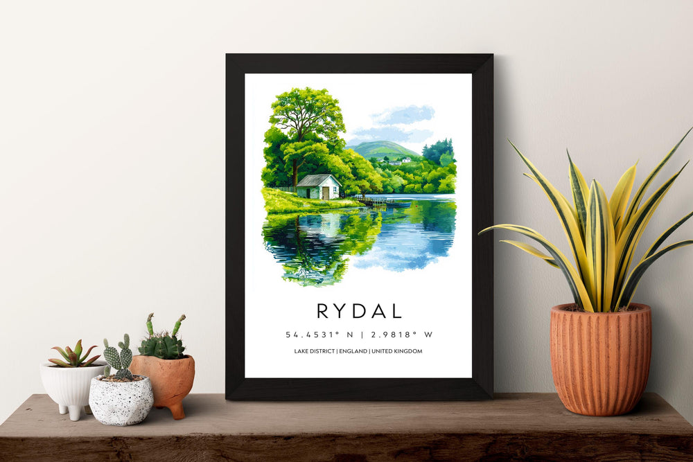 Rydal Watercolor Poster Rydal Lake District Travel Print Wall Art Rydal Home Decor Rydal Gift Art Lovers UK Lake Poet
