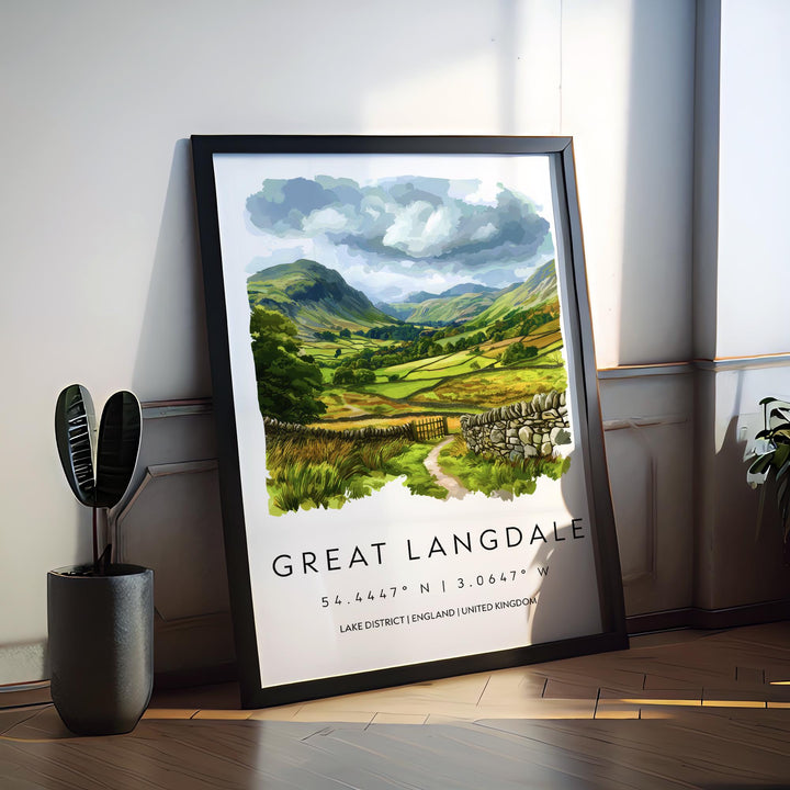 Great Langdale Watercolor Poster Great Langdale Lake District Travel Print Wall Art Great Langdale Home Decor Great Langdale Gift UK Valley