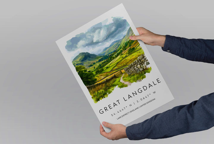 Great Langdale Watercolor Poster Great Langdale Lake District Travel Print Wall Art Great Langdale Home Decor Great Langdale Gift UK Valley