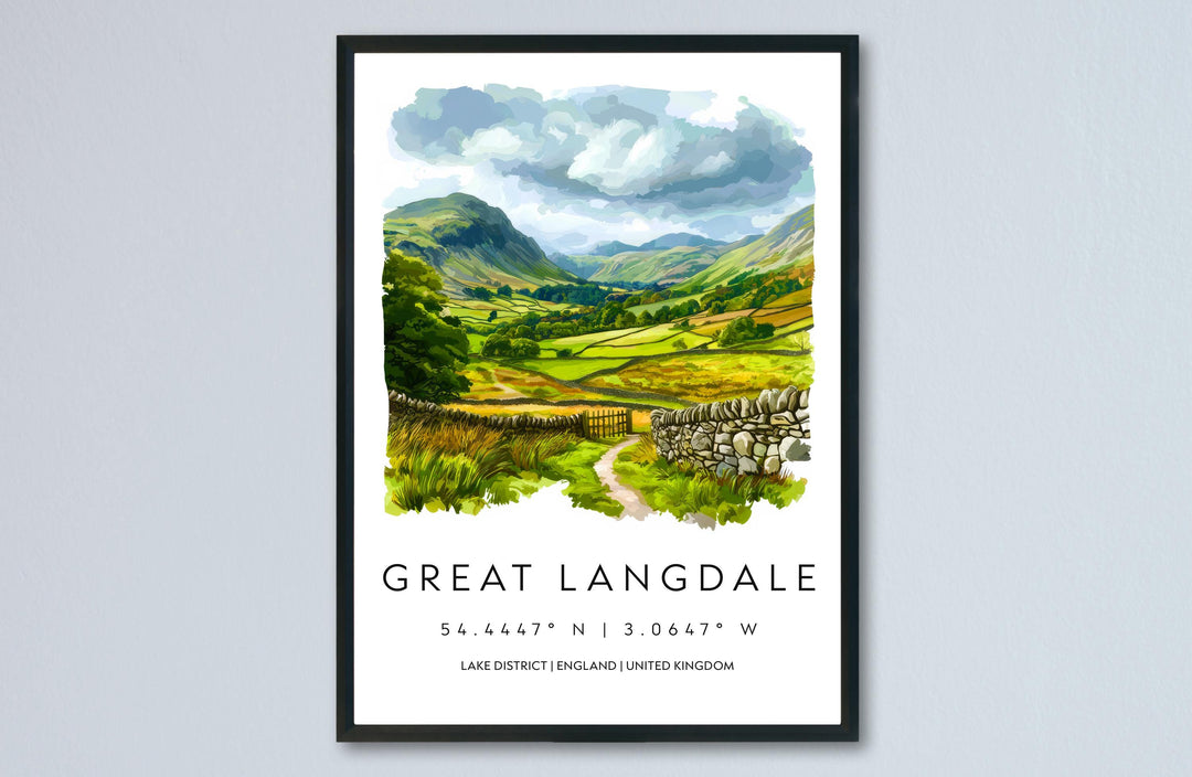Great Langdale Watercolor Poster Great Langdale Lake District Travel Print Wall Art Great Langdale Home Decor Great Langdale Gift UK Valley