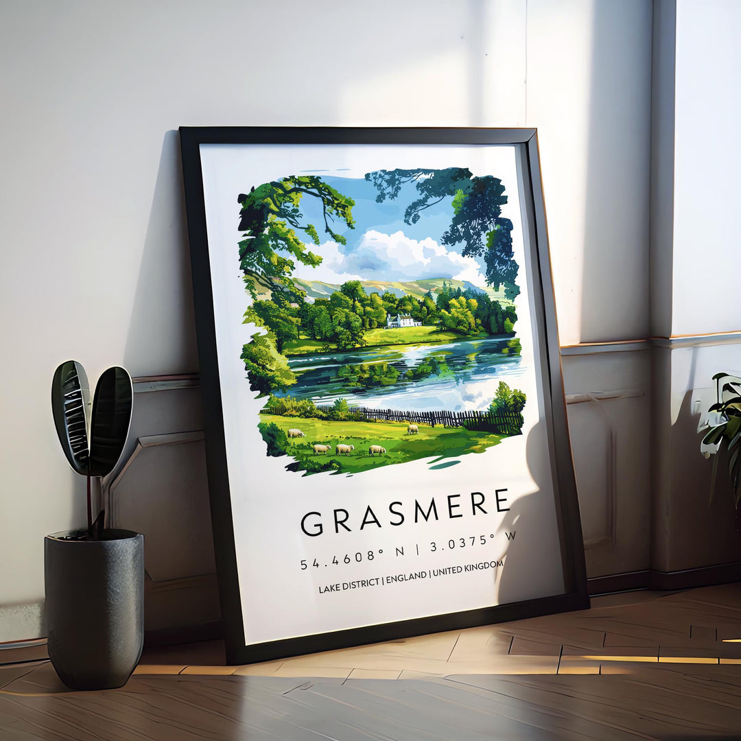 Grasmere Watercolor Poster Grasmere Lake District Travel Print Wall Art Grasmere Home Decor Grasmere Gift Art Lovers UK Village