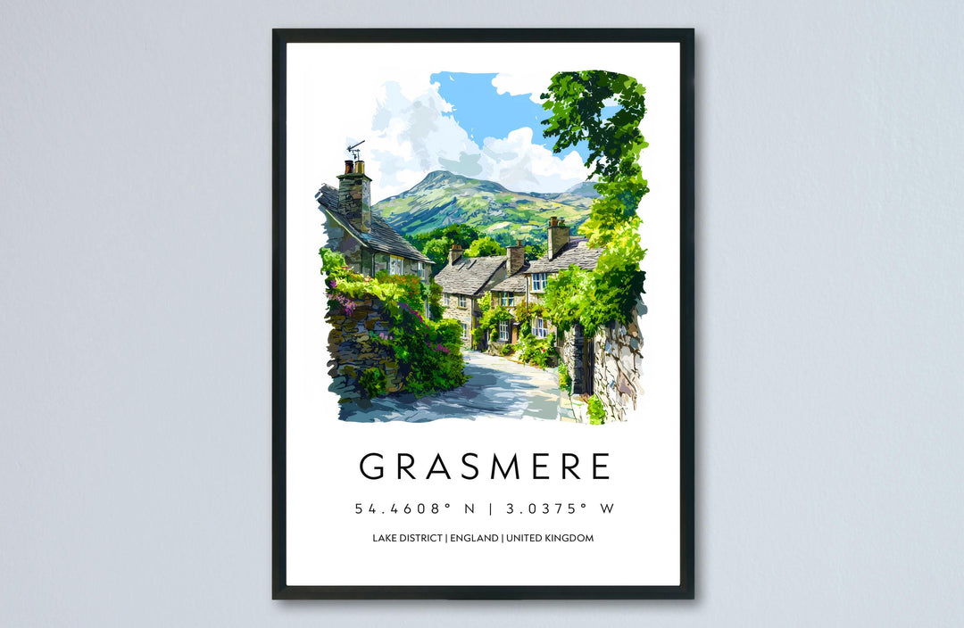 Grasmere Watercolor Poster Grasmere Lake District Travel Print Wall Art Grasmere Home Decor Grasmere Gift Art Lovers UK Village