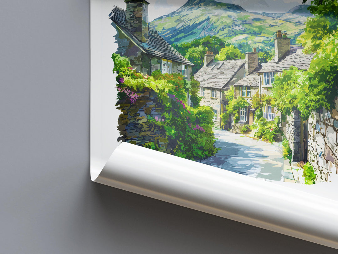 Grasmere Watercolor Poster Grasmere Lake District Travel Print Wall Art Grasmere Home Decor Grasmere Gift Art Lovers UK Village