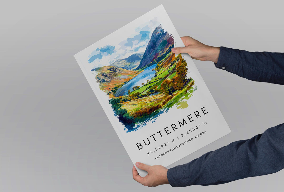 Buttermere Watercolor Poster Buttermere Lake District Travel Print Wall Art Buttermere Home Decor Buttermere Gift Art Lovers UK Lake