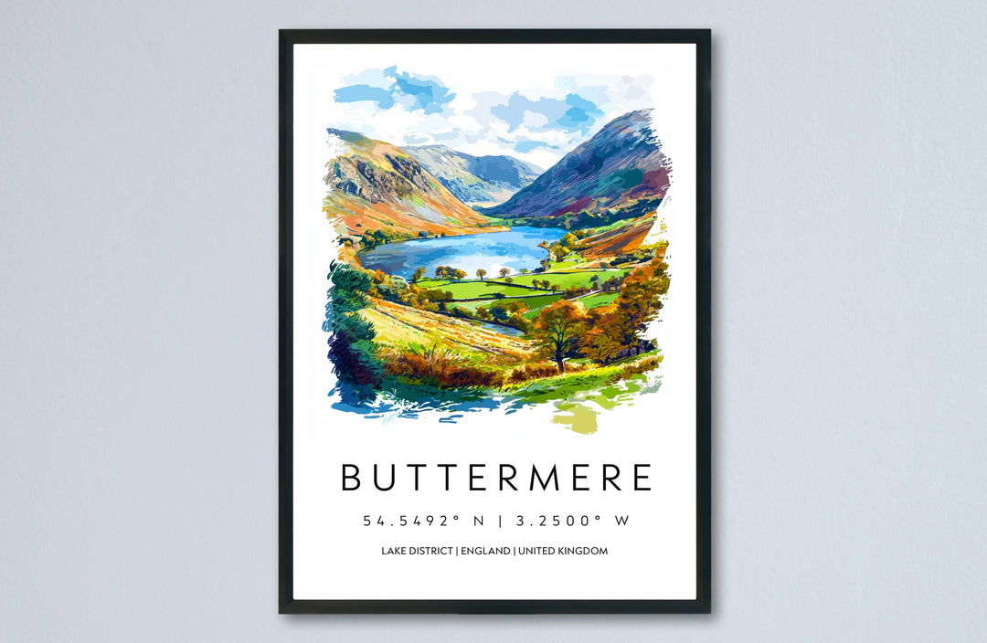 Buttermere Watercolor Poster Buttermere Lake District Travel Print Wall Art Buttermere Home Decor Buttermere Gift Art Lovers UK Lake
