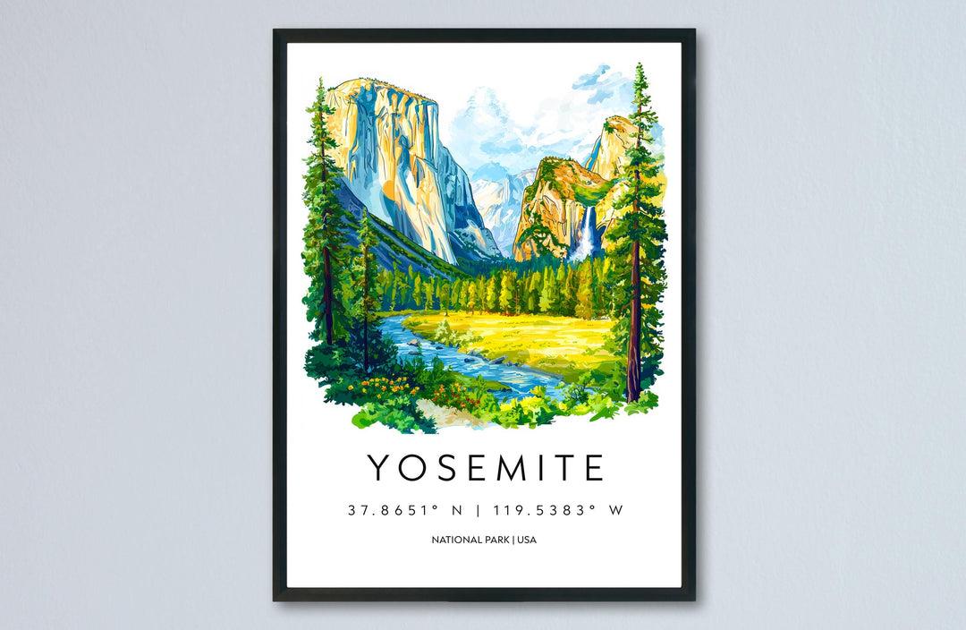 Yosemite Watercolor Poster Yosemite California Travel Print Wall Art Yosemite Home Decor Yosemite Gift Art Lovers Yosemite National Park