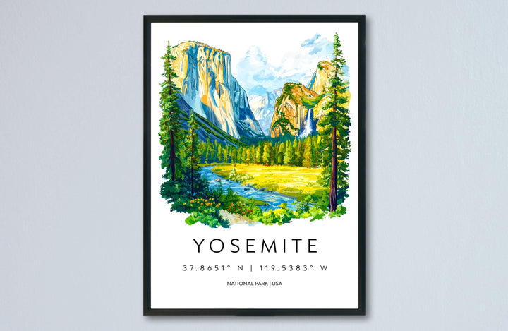 Yosemite Watercolor Poster Yosemite California Travel Print Wall Art Yosemite Home Decor Yosemite Gift Art Lovers Yosemite National Park