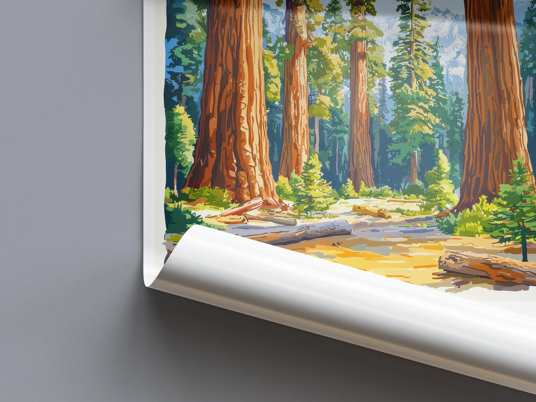 Sequoia Watercolor Poster Sequoia California Travel Print Wall Art Sequoia Home Decor Sequoia Gift Art Lovers Sequoia National Park
