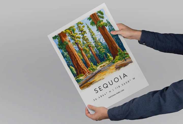 Sequoia Watercolor Poster Sequoia California Travel Print Wall Art Sequoia Home Decor Sequoia Gift Art Lovers Sequoia National Park