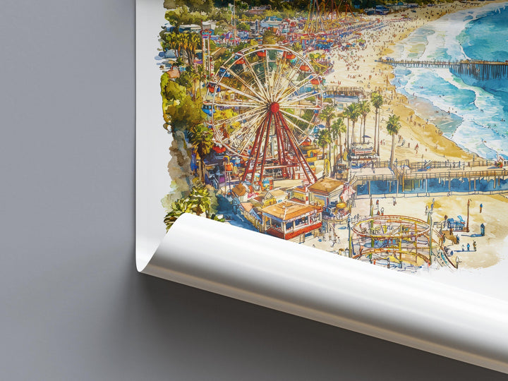 Santa Cruz Watercolor Poster Santa Cruz California Travel Print Wall Art Santa Cruz Home Decor Santa Cruz Gift Art Lovers Beach Town