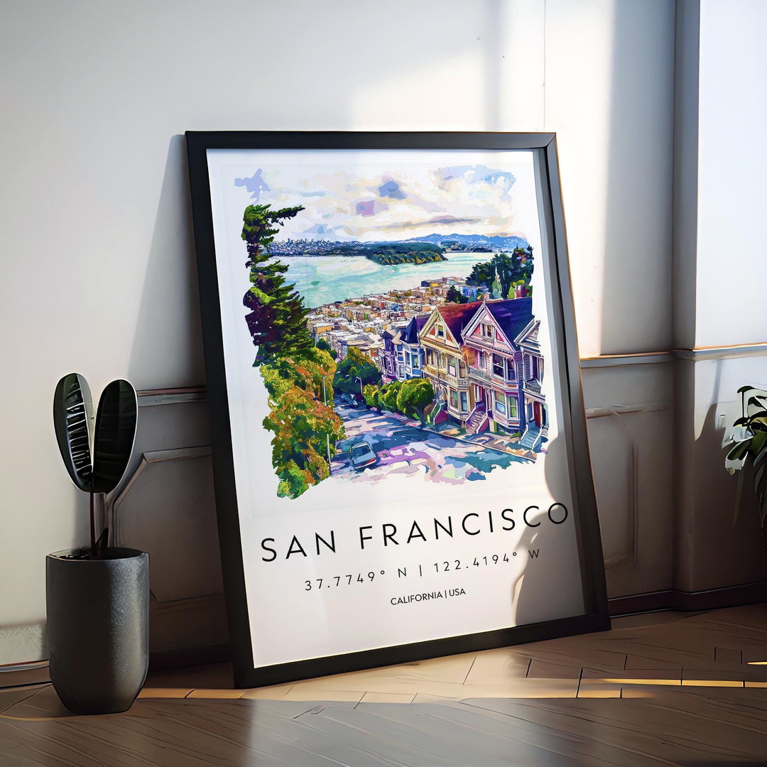 San Francisco Watercolor Poster San Francisco California Travel Print Wall Art San Francisco Home Decor San Francisco Gift Art Lovers