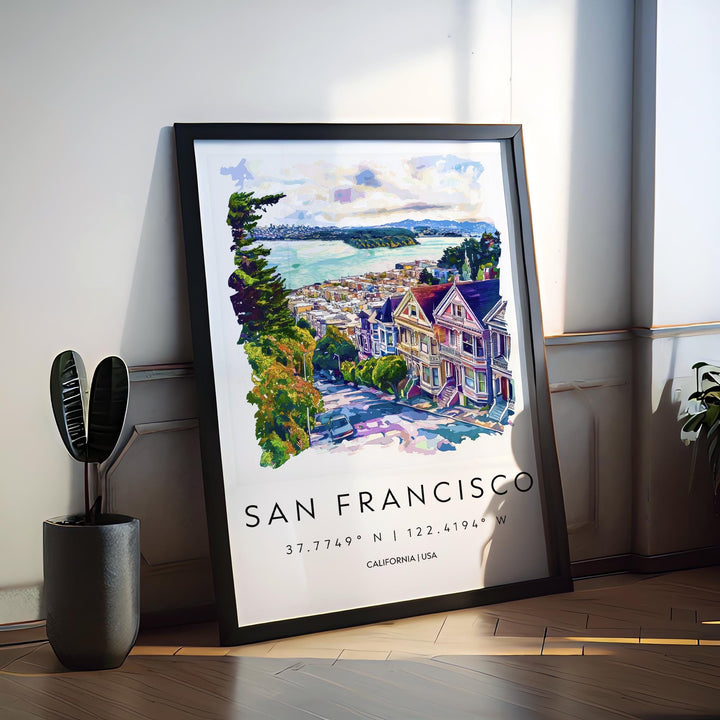 San Francisco Watercolor Poster San Francisco California Travel Print Wall Art San Francisco Home Decor San Francisco Gift Art Lovers