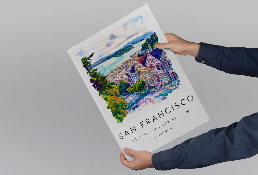 San Francisco Watercolor Poster San Francisco California Travel Print Wall Art San Francisco Home Decor San Francisco Gift Art Lovers