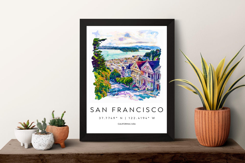 San Francisco Watercolor Poster San Francisco California Travel Print Wall Art San Francisco Home Decor San Francisco Gift Art Lovers