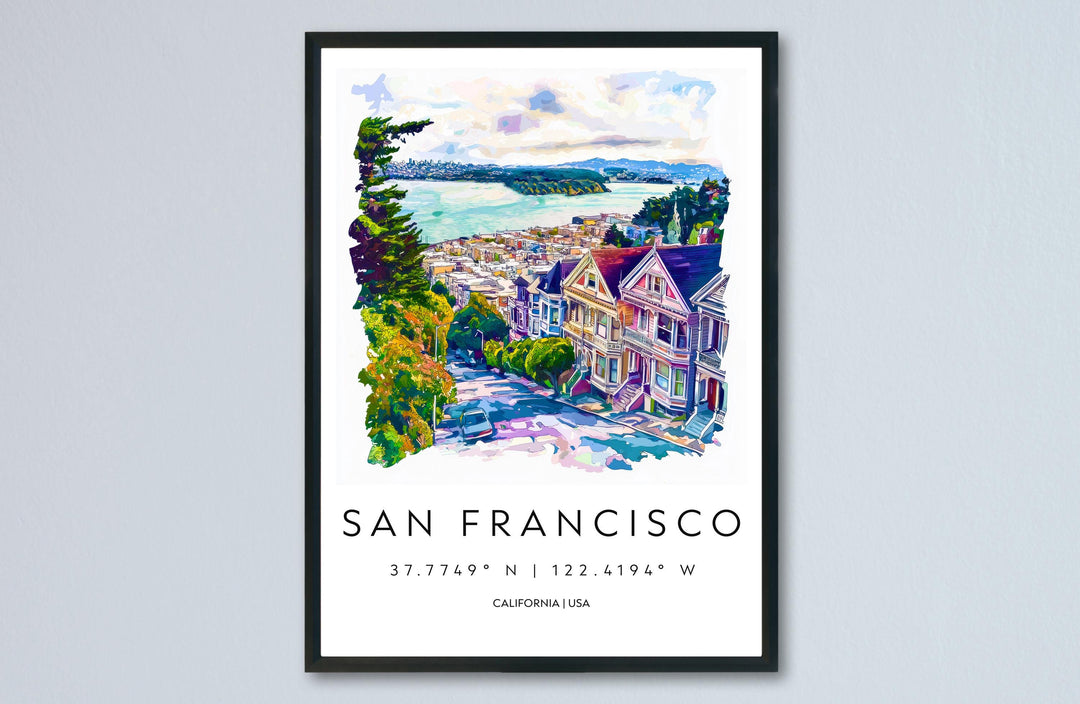 San Francisco Watercolor Poster San Francisco California Travel Print Wall Art San Francisco Home Decor San Francisco Gift Art Lovers
