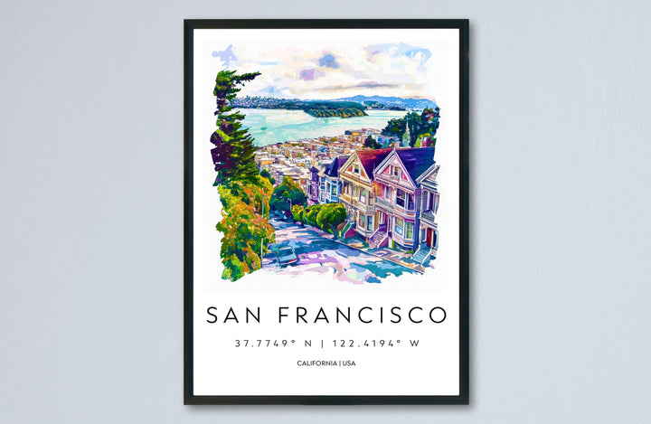 San Francisco Watercolor Poster San Francisco California Travel Print Wall Art San Francisco Home Decor San Francisco Gift Art Lovers