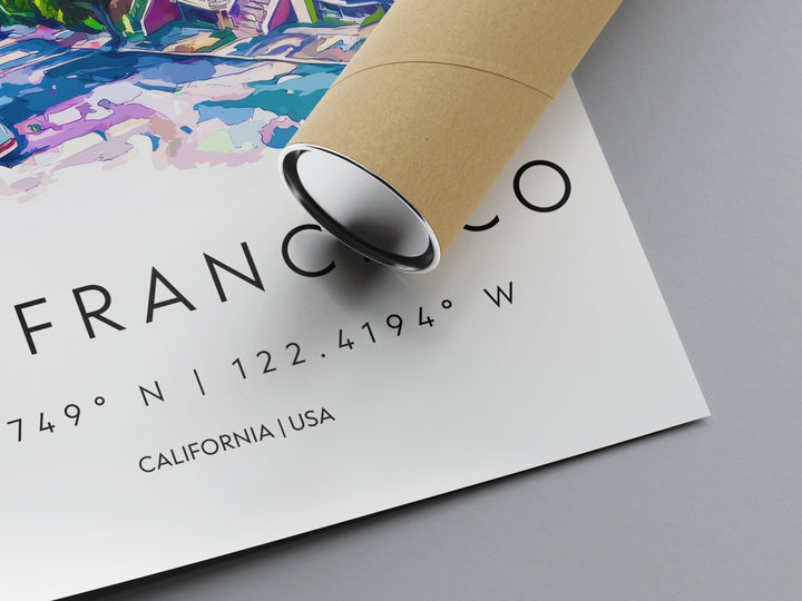 San Francisco Watercolor Poster San Francisco California Travel Print Wall Art San Francisco Home Decor San Francisco Gift Art Lovers