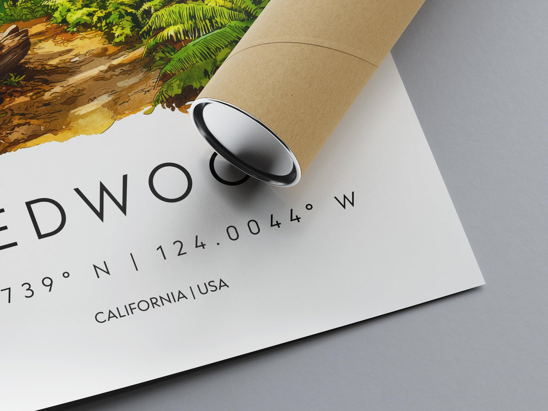 Redwood Watercolor Poster Redwood California Travel Print Wall Art Redwood Home Decor Redwood Gift Art Lovers Redwood National Park
