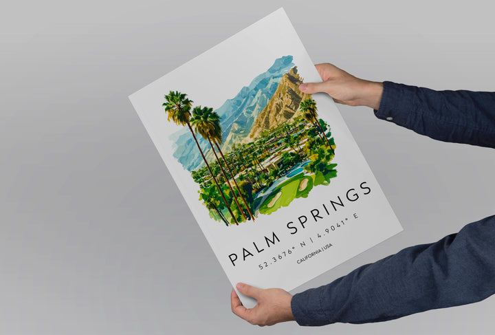 Palm Springs Watercolor Poster Palm Springs California Travel Print Wall Art Palm Springs Home Decor Palm Springs Gift Art Lovers Desert Art