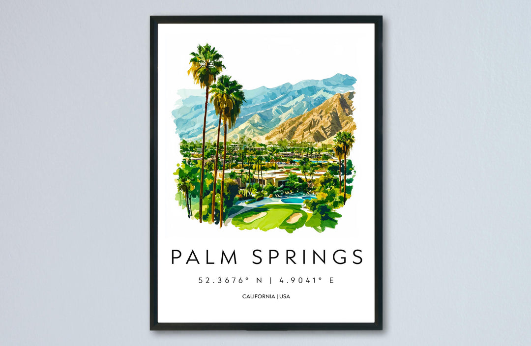 Palm Springs Watercolor Poster Palm Springs California Travel Print Wall Art Palm Springs Home Decor Palm Springs Gift Art Lovers Desert Art