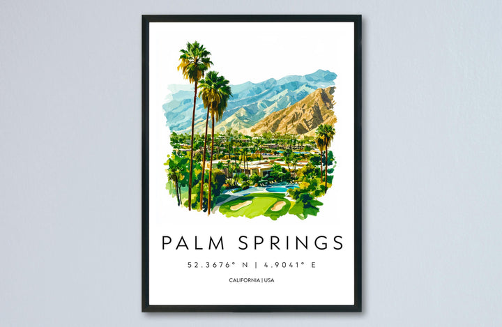 Palm Springs Watercolor Poster Palm Springs California Travel Print Wall Art Palm Springs Home Decor Palm Springs Gift Art Lovers Desert Art