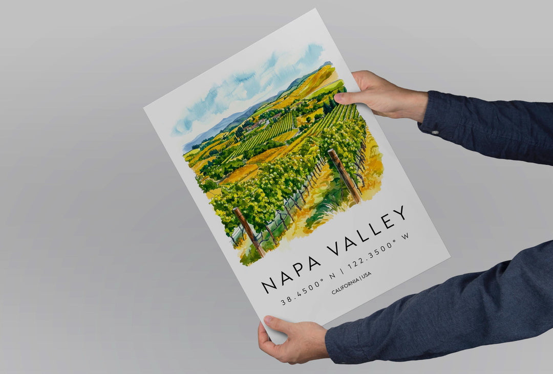 Napa Valley Watercolor Poster Napa Valley California Travel Print Wall Art Napa Valley Home Decor Napa Valley Gift Art Lovers Wine Country