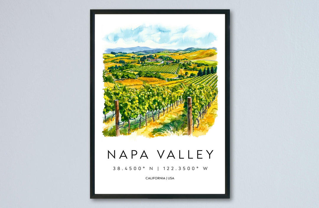 Napa Valley Watercolor Poster Napa Valley California Travel Print Wall Art Napa Valley Home Decor Napa Valley Gift Art Lovers Wine Country