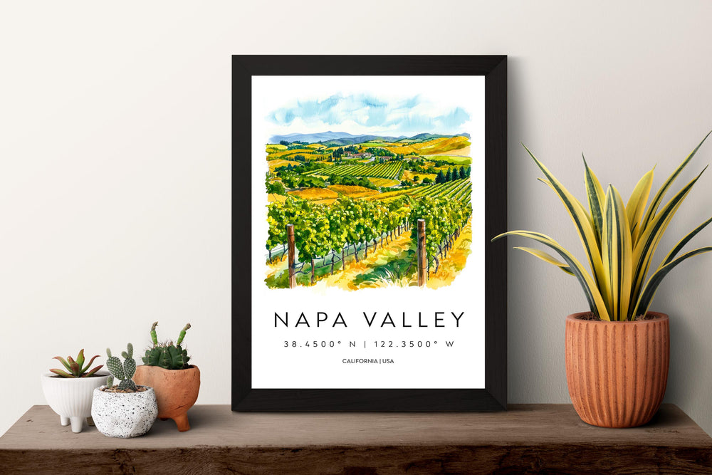 Napa Valley Watercolor Poster Napa Valley California Travel Print Wall Art Napa Valley Home Decor Napa Valley Gift Art Lovers Wine Country