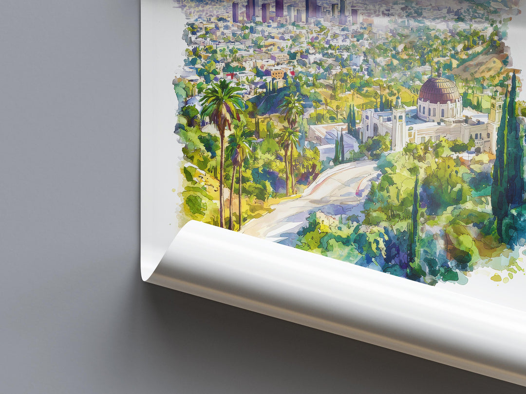 Los Angeles Watercolor Poster Los Angeles California Travel Print Wall Art Los Angeles Home Decor Los Angeles Gift Art Lovers Cityscape