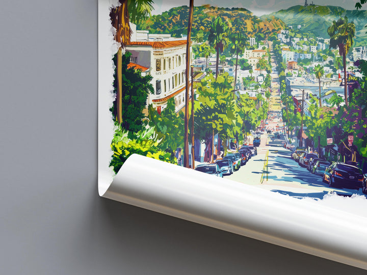 Hollywood Watercolor Poster Hollywood California Travel Print Wall Art Hollywood Home Decor Hollywood Gift Art Lovers Hollywood Sign