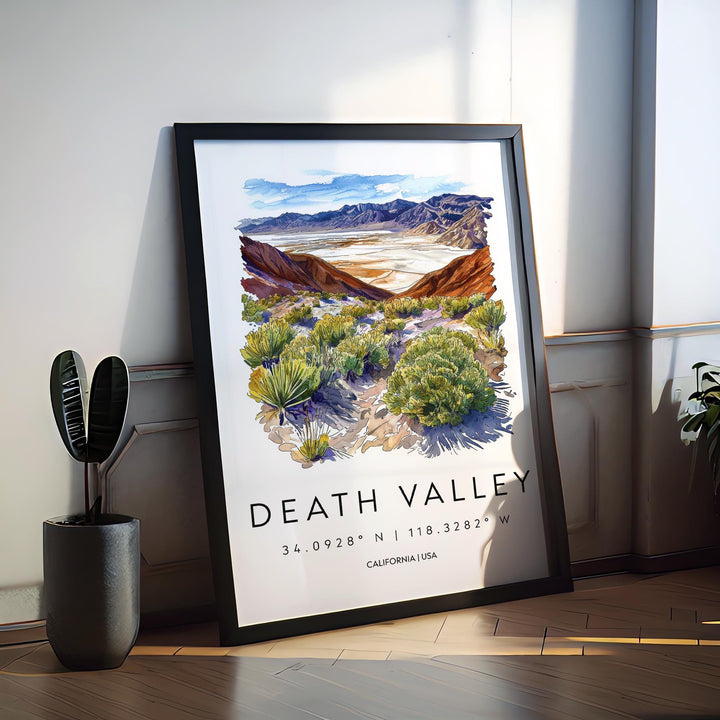 Death Valley Watercolor Poster Death Valley California Travel Print Wall Art Death Valley Home Decor Death Valley Gift Art Lovers Desert