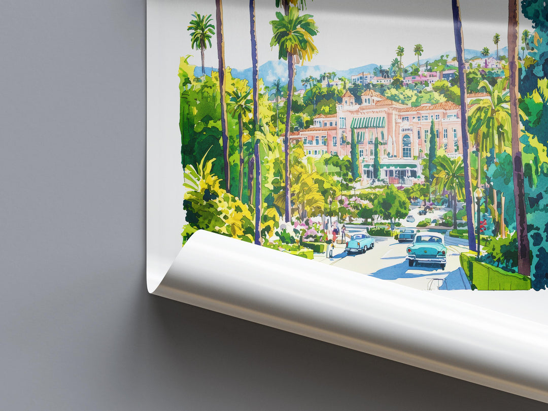 Beverly Hills Watercolor Poster Beverly Hills California Travel Print Wall Art Beverly Hills Home Decor Beverly Hills Gift Art Lovers