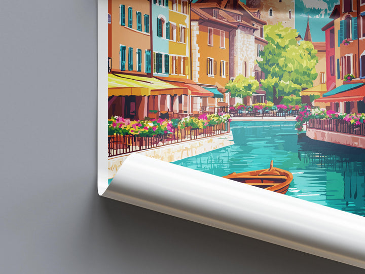Annecy Travel Poster France Wall Art Lake View Cityscape Print Urban Decor France Gift Souvenir Scene Europe Alpine Landmark Art