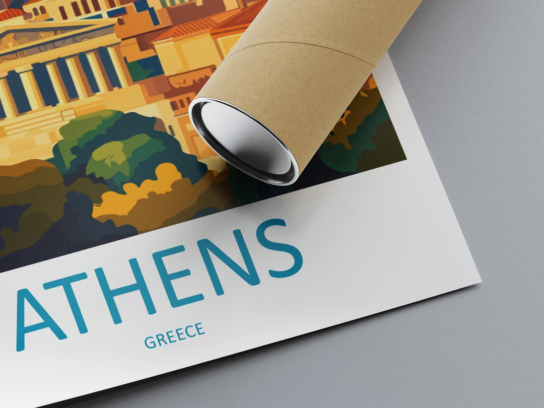 Athens Travel Poster Greece Wall Art Acropolis Cityscape Print Urban Decor Greece Gift Souvenir Scene Europe Ancient Landmark Art