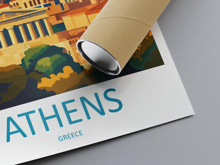 Athens Travel Poster Greece Wall Art Acropolis Cityscape Print Urban Decor Greece Gift Souvenir Scene Europe Ancient Landmark Art