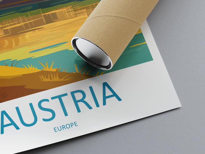 Austria Travel Poster Europe Wall Art Vienna Cityscape Print Urban Decor Austria Gift Souvenir Scene Alpine Landmark Art