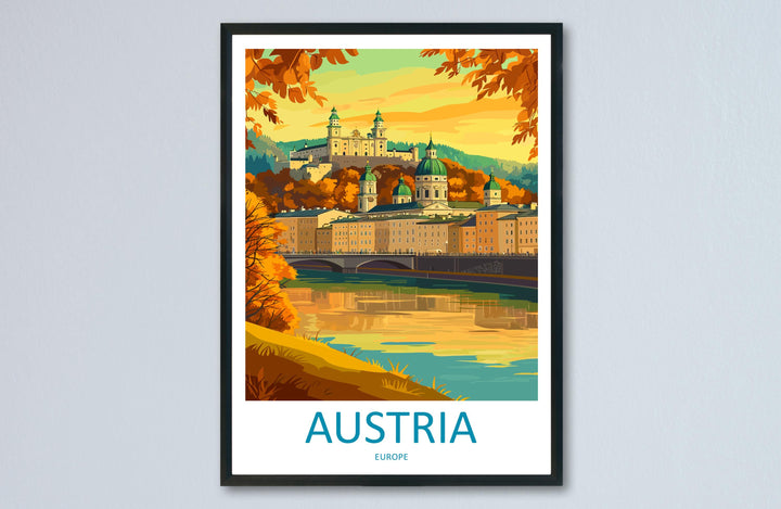 Austria Travel Poster Europe Wall Art Vienna Cityscape Print Urban Decor Austria Gift Souvenir Scene Alpine Landmark Art