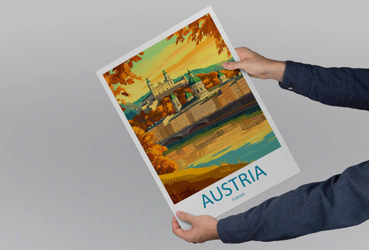 Austria Travel Poster Europe Wall Art Vienna Cityscape Print Urban Decor Austria Gift Souvenir Scene Alpine Landmark Art