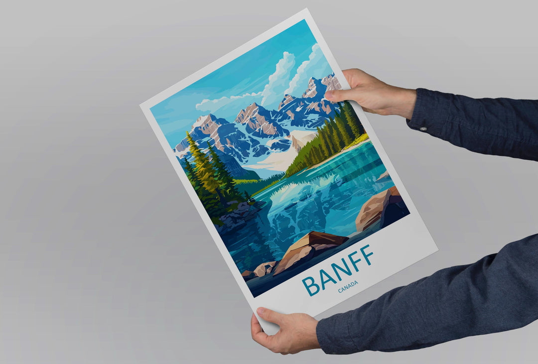 Banff Travel Poster Canada Wall Art Mountains Lake Print Nature Decor Canada Gift Souvenir Scene North America Alpine Art