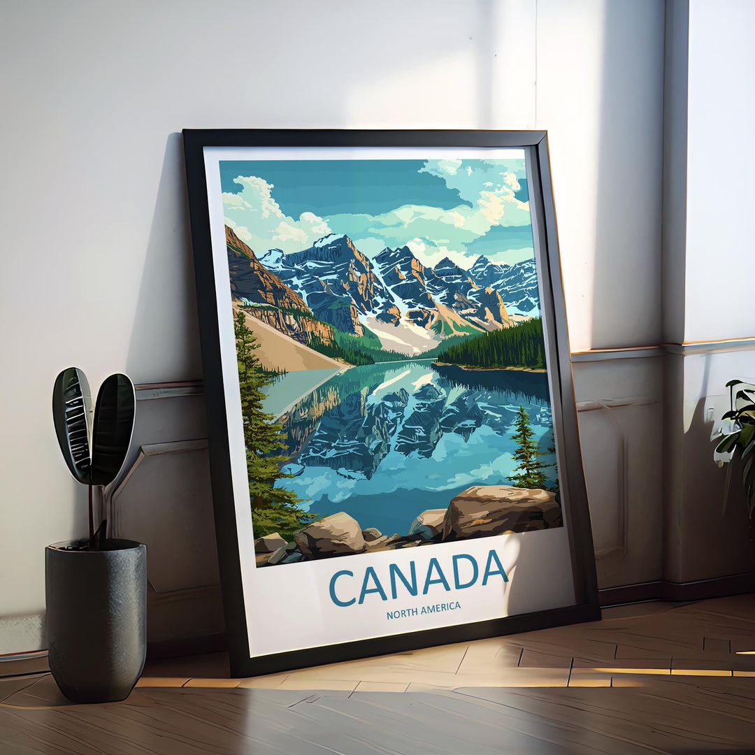 Canada Travel Poster North America Wall Art Maple Leaf Landscape Print Nature Decor Canada Gift Souvenir Scene Iconic Landmark Art