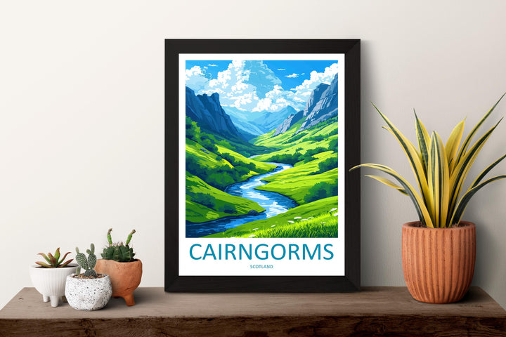 Cairngorms Travel Poster Scotland Wall Art Mountain Loch Print Nature Decor Scottish Gift Souvenir Scene UK National Park Art