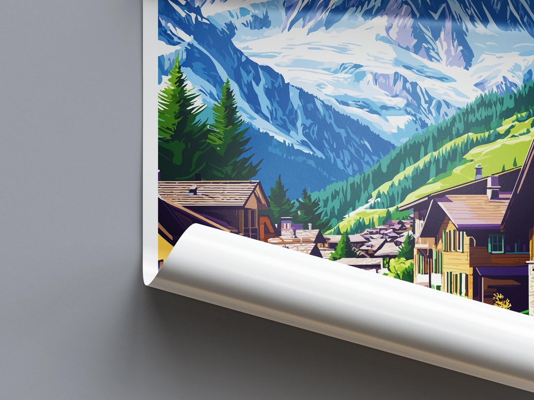 Chamonix Travel Poster France Wall Art Mont Blanc Alpine Print Nature Decor French Gift Souvenir Scene Europe Mountain Art