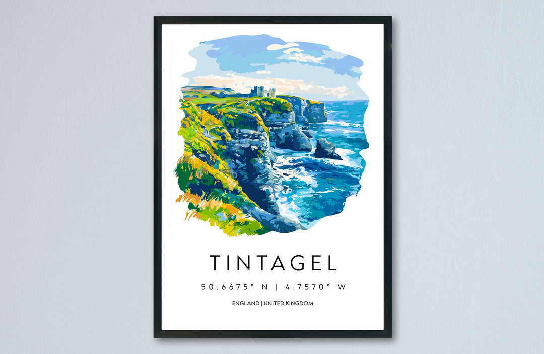 Tintagel Watercolor Poster Tintagel Cornwall Travel Print Wall Art Tintagel Home Decor Tintagel Gift Art Lovers UK Castle