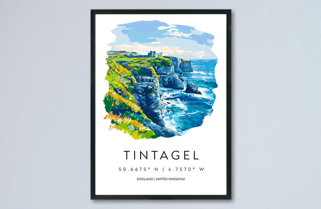 Tintagel Watercolor Poster Tintagel Cornwall Travel Print Wall Art Tintagel Home Decor Tintagel Gift Art Lovers UK Castle