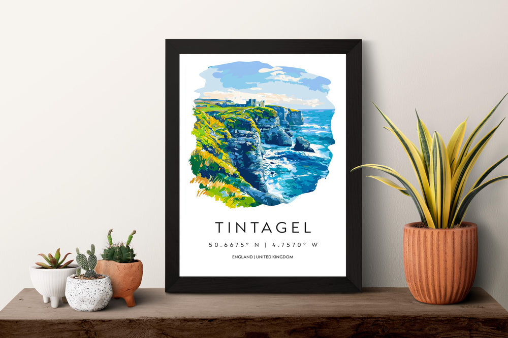 Tintagel Watercolor Poster Tintagel Cornwall Travel Print Wall Art Tintagel Home Decor Tintagel Gift Art Lovers UK Castle